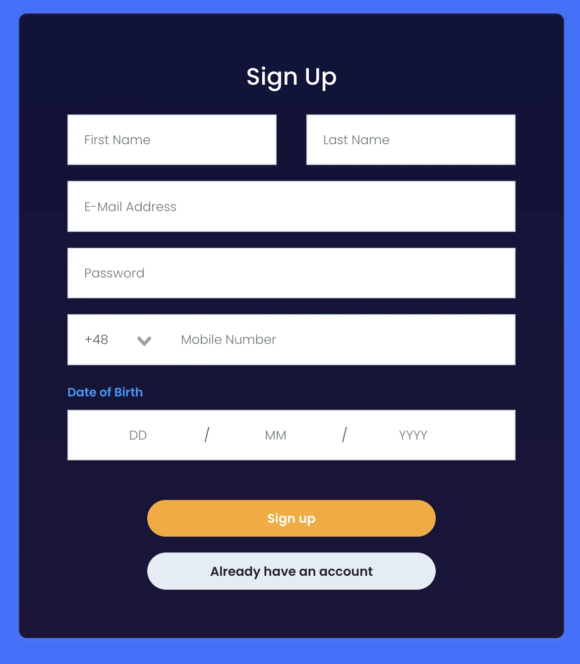 Registration in Dreams Casino